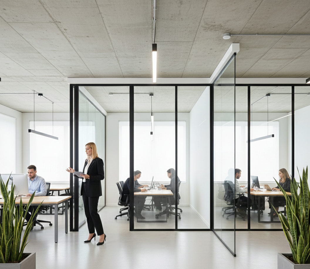 Ufficio vetri trasparenti